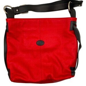 Tod's red and black faux leather shoulder bag